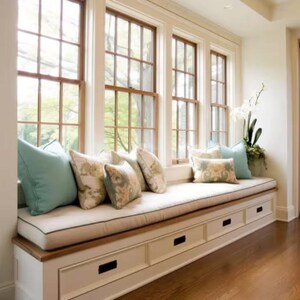 Custom Cushion for Window Seat Bench Nook ~ Rectangle ~ Choose Color (Custom Sizes Available) Dimensions Up to 59" long x 22" Deep, 3" thick