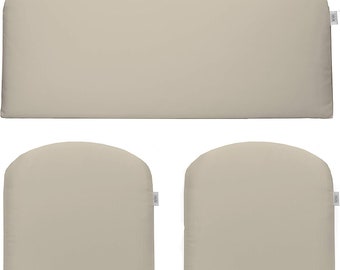 RSH Decor FOAM Tan Khaki Solid Outdoor Cushions for Wicker Loveseat & 2 Matching Chair 3 Piece Set 41" x 19", 19"x19"