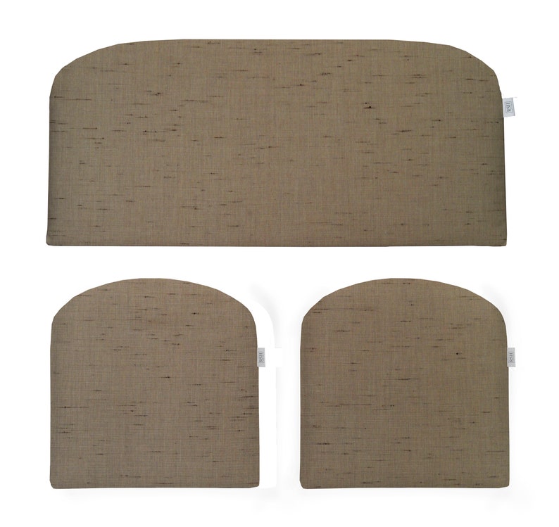 Rsh Decor Indoor Outdoor Sunbrella Frequency Sand 3 Piece Cushion Set Foam Loveseat Settee 2 Matching U Shape Chair Cushions