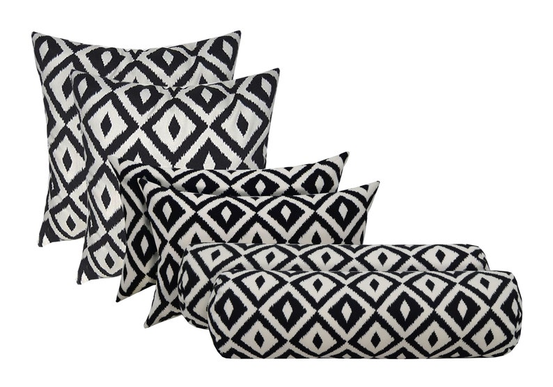RSH Decor Indoor / Outdoor Set Of 6 Pillows 2 17 or 20 Square Throw Pillows, 2 20x12 Lumbars, 2 20x6 Neckrolls Choose Pattern image 2