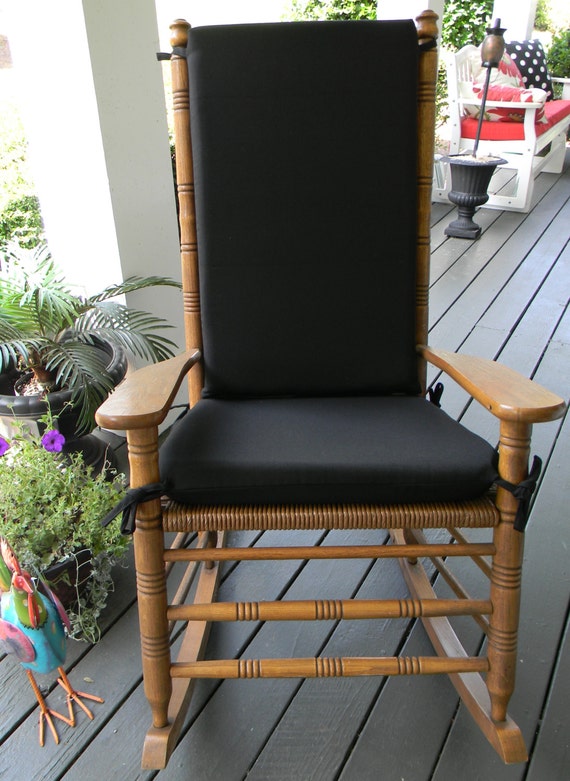 Indoor Outdoor Solid Black Rocking Chair 2 Pc Foam Cushion Etsy