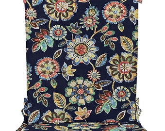 RSH Décor Indoor Outdoor Foam Rocker Rocking Chair Pad Cushion, Daelyn Navy Blue Floral, Choose 2 sizes Regular or Large