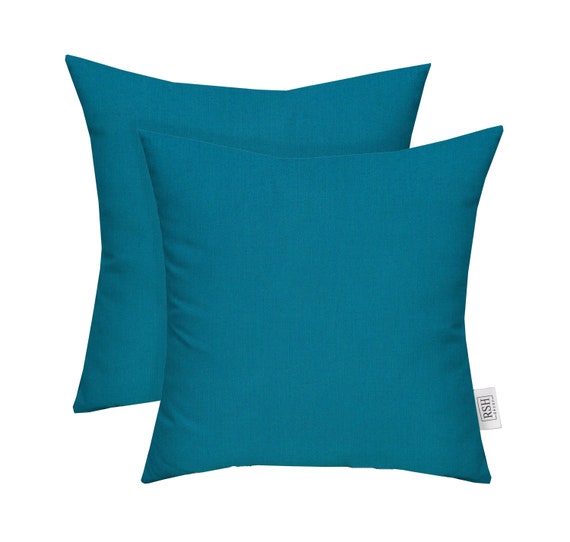 RSH Decor Set of 2 Indoor Outdoor Decorative Square Throw Pillows Made of Sunbrella Spectrum Peacock Choose Size Etsy