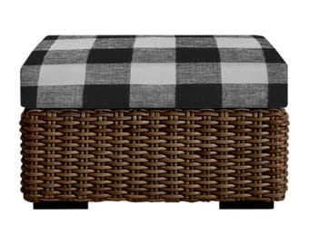 RSH Décor Indoor Outdoor Single Foam Ottoman Cushion ~ 4" thick ~ BLACK Buffalo Plaid ~ Choose Size (Cushion only*) BLACK and White Check