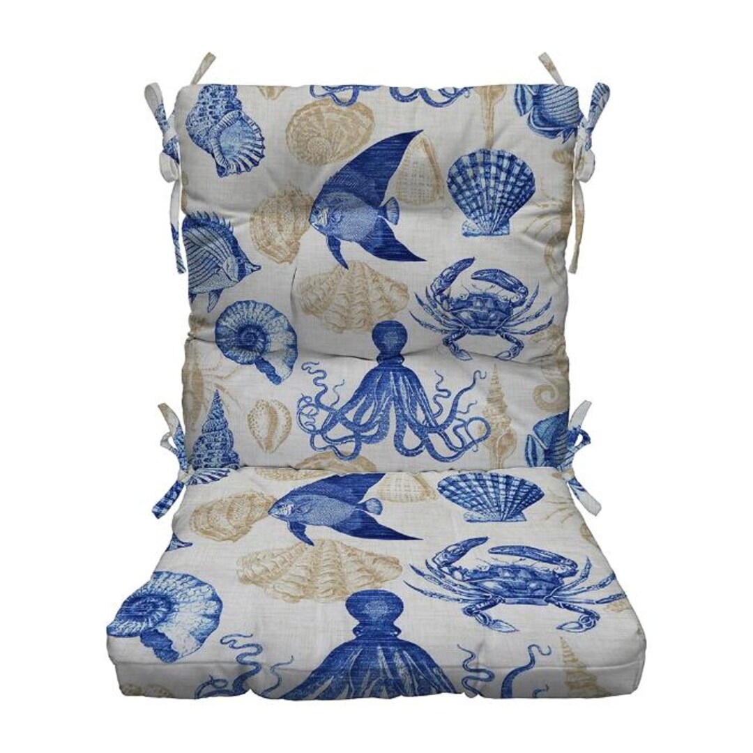 RSH Décor Indoor Outdoor Tufted High Back Chair Cushion Blue