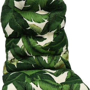 RSH Decor Tufted Adirondack Chair Cushion Outdoor, Made with Tommy Bahama Original Home Fabric Swaying Palms Aloe Green Tropical Palm Banana