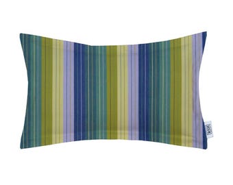 Indoor ~ Outdoor Decorative Flange Lumbar Rectangle Throw Pillow made of Sunbrella Seville Seaside