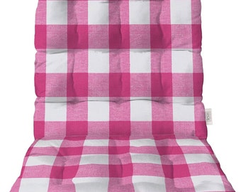 RSH Decor Tufted Adirondack Chair Seat Cushion Outdoor, Pink and White Farmhouse Buffalo Plaid Check Gingham