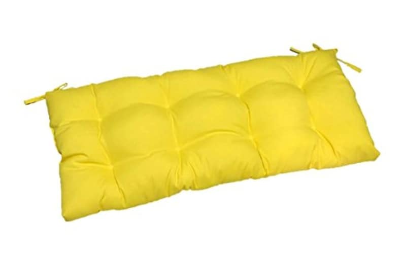Solid Yellow Outdoor Tufted Cushion for Bench Swing Glider with Ties Choose Size