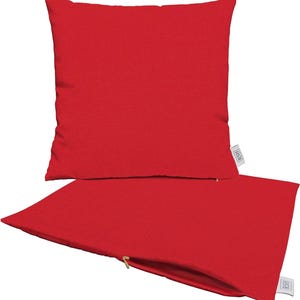 RSH Decor Set Of 2 Square Zipper Throw Pillow Covers, Sunbrella Canvas Jockey Red Solid, Choose Size