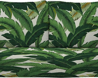 RSH Décor Outdoor Deep Seating Loveseat Cushion Set, Swaying Palm Aloe Green ~ 46" l x 26" d x 5" thickness with Back Pillows 25" x 21"