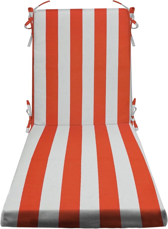 RSH Decor Indoor Outdoor Foam Chaise Lounge Chair Cushion Coral and White Cabana Stripe Striped 72 X 21 X 3 Etsy