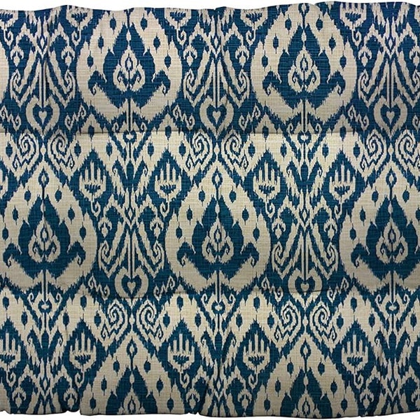 RSH Decor Indoor / Outdoor Cushion for Wicker Loveseat Bench Settee - Ashmore Marine Blue Ikat Scroll ~ Select from 2 Sizes