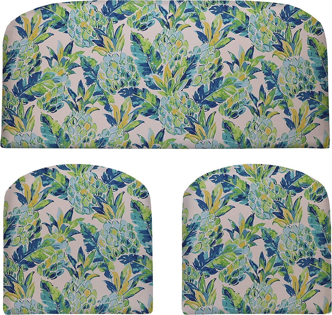 FOAM Vida Opal Blue and Green Pineapple Print Outdoor Cushions Etsy