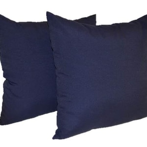 Set of 2 ~ Navy / Dark Blue Solid Decorative Throw Pillows ~ Indoor / Outdoor Fabric