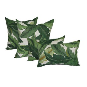 Set of 4 17&quot; Square & Rectangle Lumbar Outdoor Decorative Throw Pillows made with Tommy Bahama Swaying Palms Aloe Green Tropical Leaf fabric
