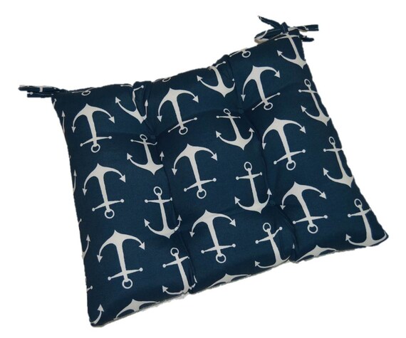 Indoor Outdoor Navy Blue W White Anchors Nautical Print Etsy