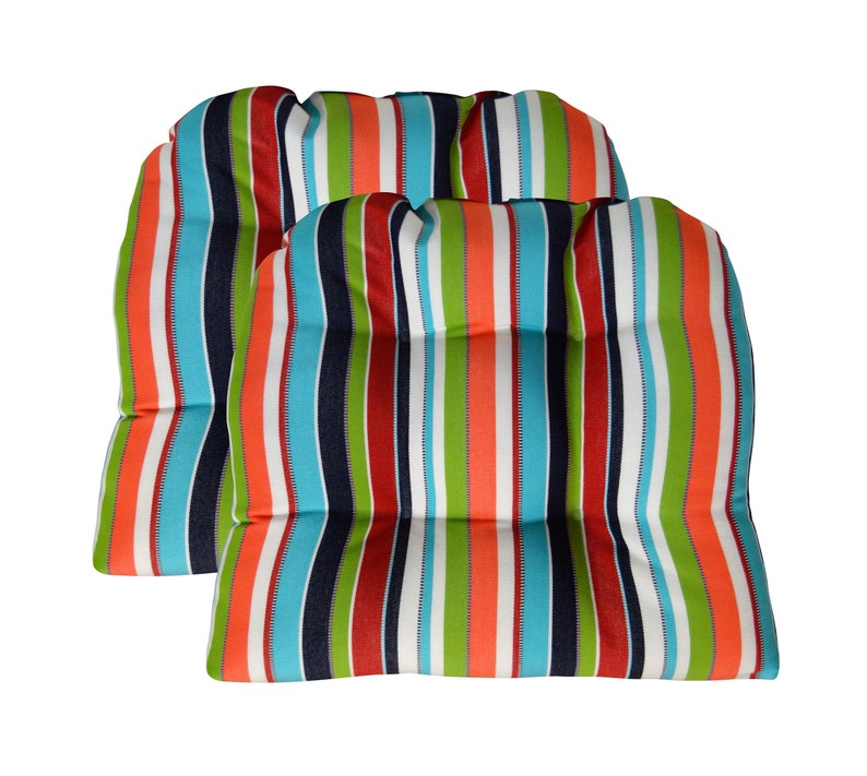 Indoor Outdoor 2 Matching Wicker Chair Cushions Choose Size Sunbrella Carousel Confetti 2 Piece Wicker Chair Cushion Set