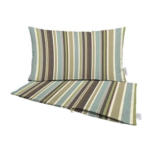 RSH Decor Set Of 2 Rectangle Zipper  Pillow Covers, Sunbrella Brannon Whisper Stripe in shades of brown, pale green, pale blue - Choose size