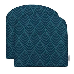 Set of 2, FOAM Universal U-Shape Cushions for Wicker Seat ~ Indoor Outdoor ~ Fenbrook Blue Cove Abstract Geometric, choose 2 sizes