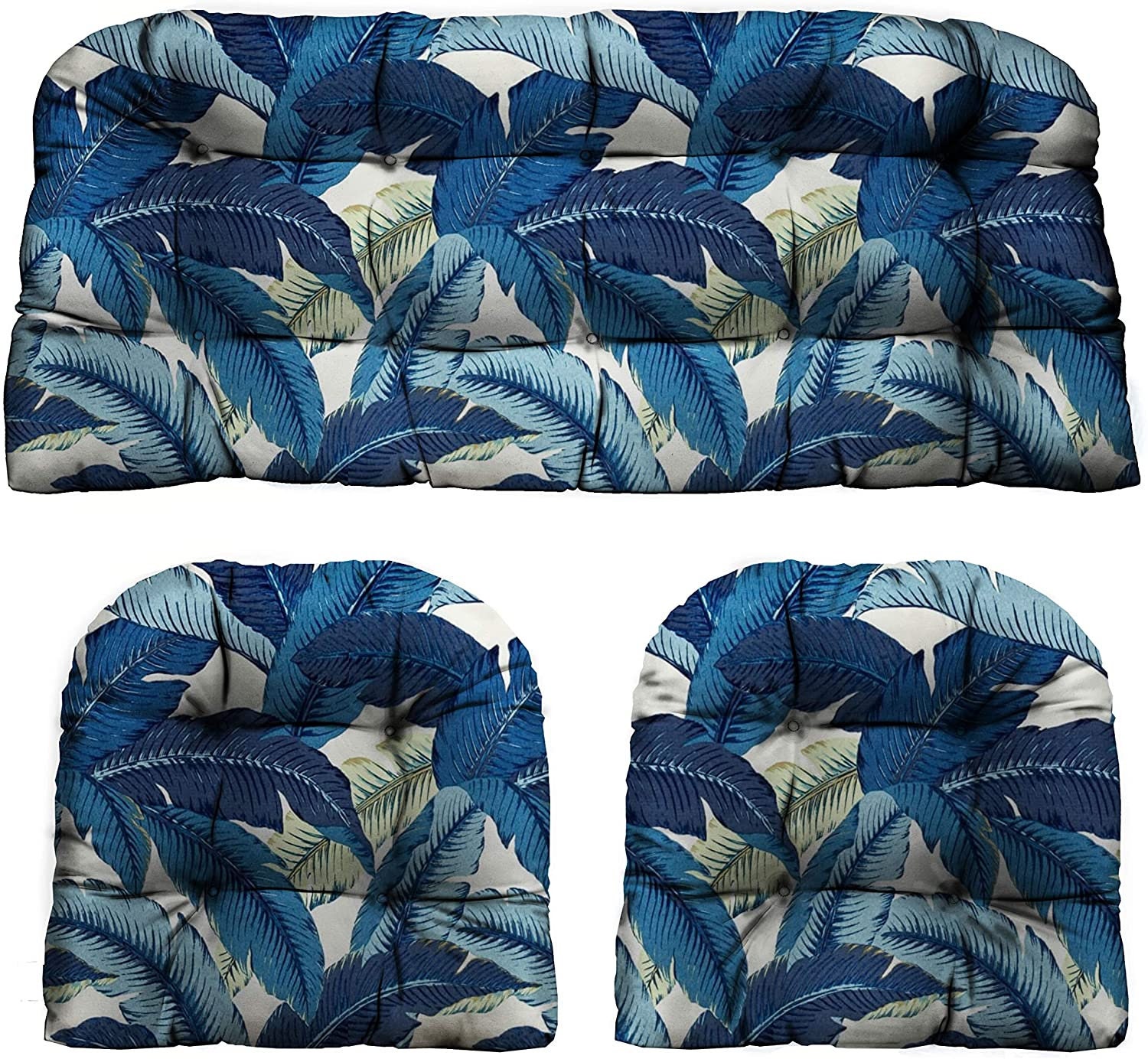 RSH DECOR Set of 4 Indoor/Outdoor Decorative Lumbar/Rectangle Pillows Made with Tommy Bahama Swaying Palms Escape Blue Tropical Palm Leaf Fabric 