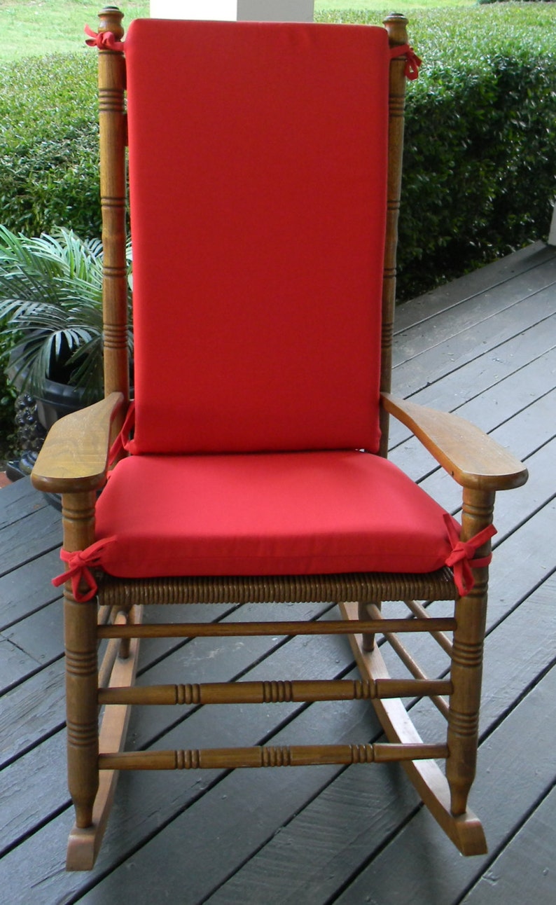 Indoor Outdoor Solid Red Rocking Chair 2 Pc Foam Cushion Set Indoor Outdoor Solid Red Rocking Chair 2 Pc Foam Cushion Set Image 0