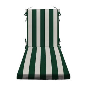 RSH Décor Indoor Outdoor Foam Chaise Lounge Chair Cushion ~ Hunter Green and White Cabana Stripe Striped ~ 72&quot; x 21&quot; x 3&quot;