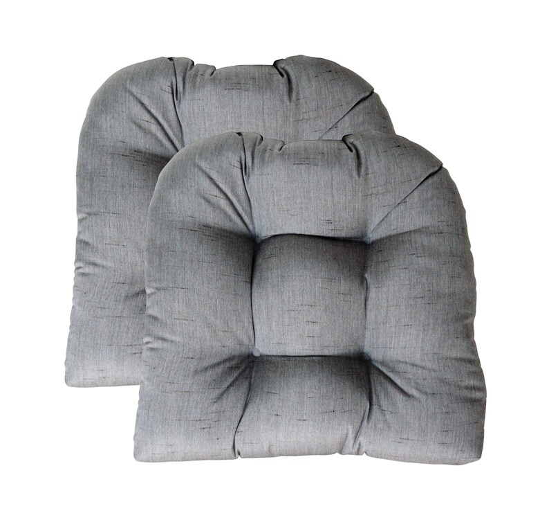 Set Of 2 Tufted U Shape Cushion For Wicker Chair Seat Sunbrella Frequency Ash