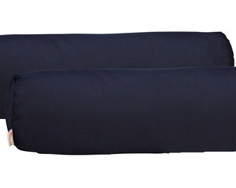 RSH Décor Set of 2 Indoor Outdoor Decorative Bolster Neckroll Throw Pillows Sunbrella Canvas Navy - Choose Size