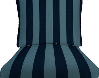 RSH Decor Cushion for Indoor / Outdoor Deep Seating Seat Furniture Chair - Choose Size ~  Preview Capri Blue Stripe