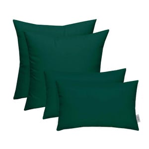 RSH Décor Set of 4 Indoor/Outdoor Square & Rectangle Lumbar Throw Pillows Made of Sunbrella Canvas Forest Green - Choose Size