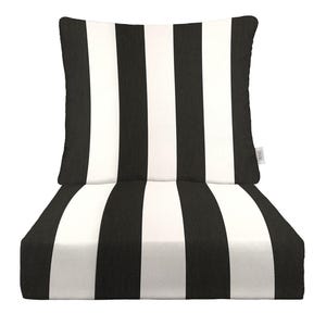 RSH Décor Sunbrella Cabana Classic Black & White Striped Deep Seating Cushion Set