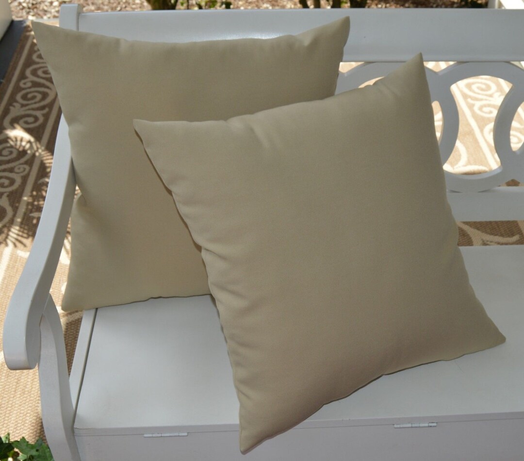 Set of 2 Indoor / Outdoor Throw Pillows 20 Tan Solid Indoor /outdoor