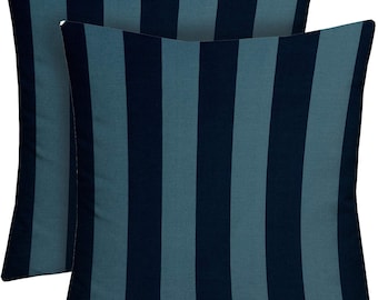 RSH Decor Set of 2 Preview Capri Blue Stripe Striped Decorative Square Accent Throw Toss Pillows ~ Indoor Outdoor Fabric ~ Choose Size