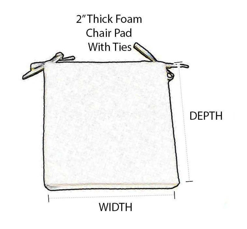 Choose Size RSH D\u00e9cor Set of 4 IndoorOutdoor Sunbrella Canvas Spa 2 Foam Seat Cushions with Ties for DiningPatio Chairs