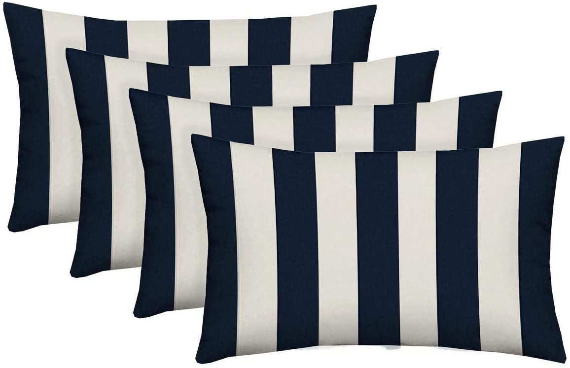 Set of 4 Outdoor Lumbar Rectangular / Decorative Pillows Blue - Etsy Canada