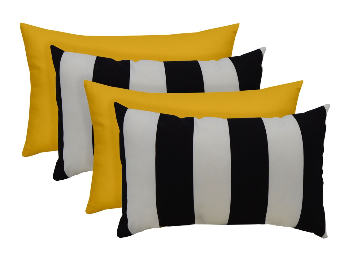 Set of 4 Rectangle / Lumbar Throw Pillows Black and White Etsy