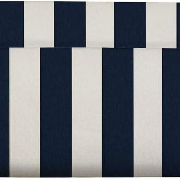 SET OF 2 - Indoor / Outdoor Decorative Bolster Neckroll Pillows - Navy Blue and White Stripe