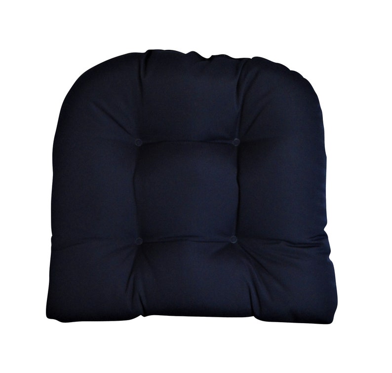 Sunbrella Canvas Navy Wicker Chair Cushion Indoor Outdoor Tufted Wicker Chair Seat Cushion Choose Size