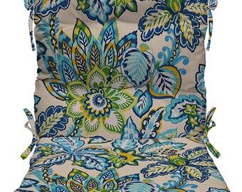 RSH Décor Indoor Outdoor Tufted High Back Chair Cushion - Copeland Caribe Blue Floral