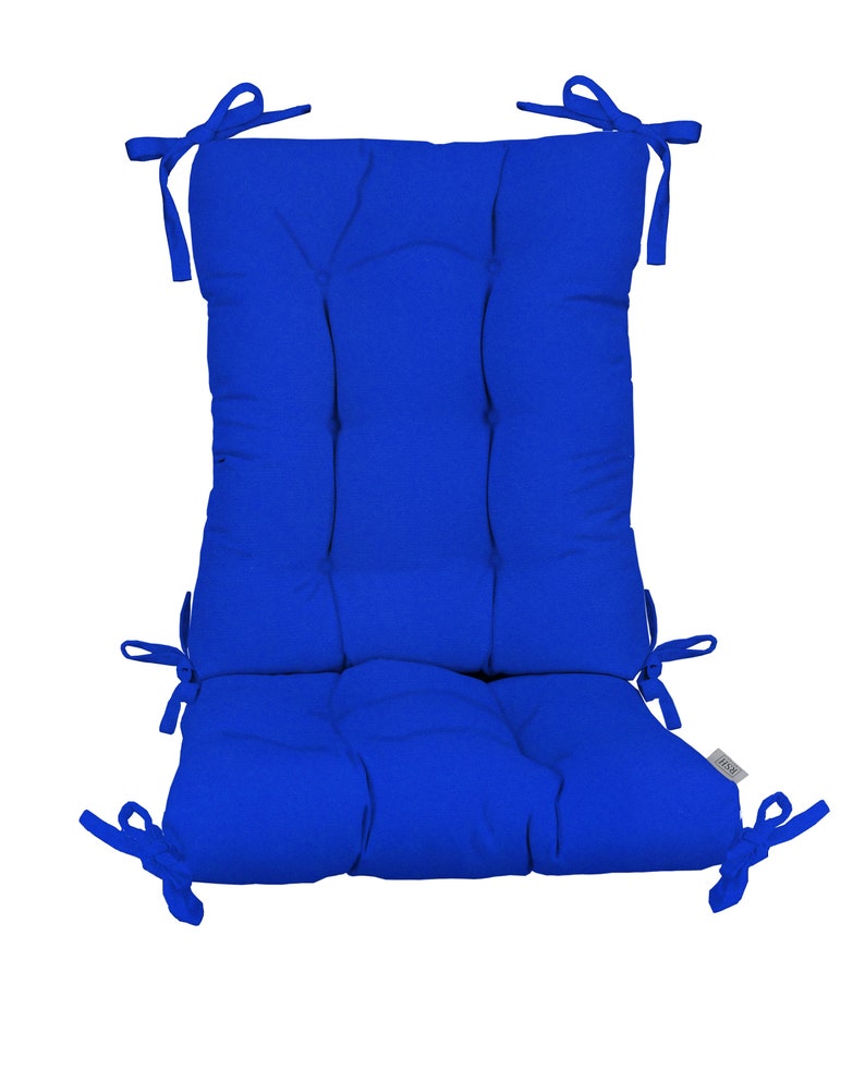 IndoorOutdoor Sunbrella Canvas Pacific Blue Rocking Chair 2 Pc Tufted Cushion Set ~ Choose Size