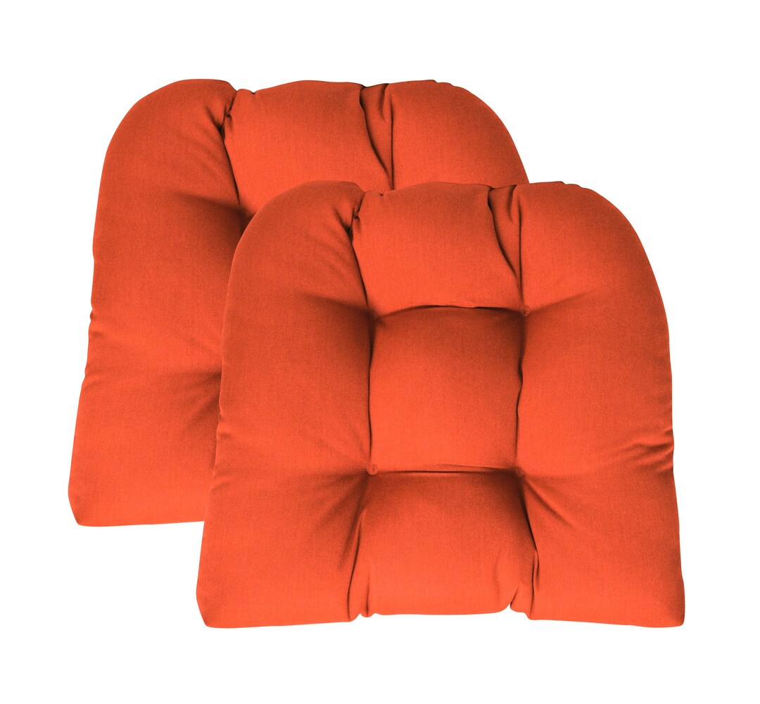 Sunbrella Canvas Melon Piece Wicker Chair Cushion Set Indoor