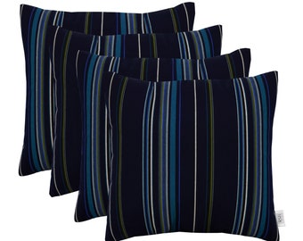 RSH Décor Set of 4 Indoor/Outdoor Square Throw Pillows Sunbrella Stanton Lagoon - Choose Size