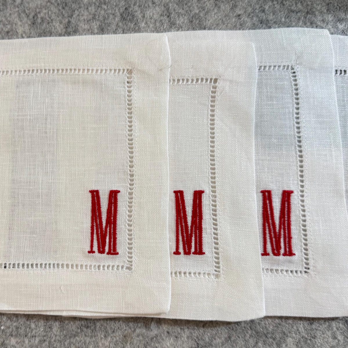 Custom Embroidered Cocktail Napkins With G Initial