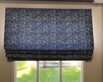 Custom Roman Shade in Reconciliation Navy
