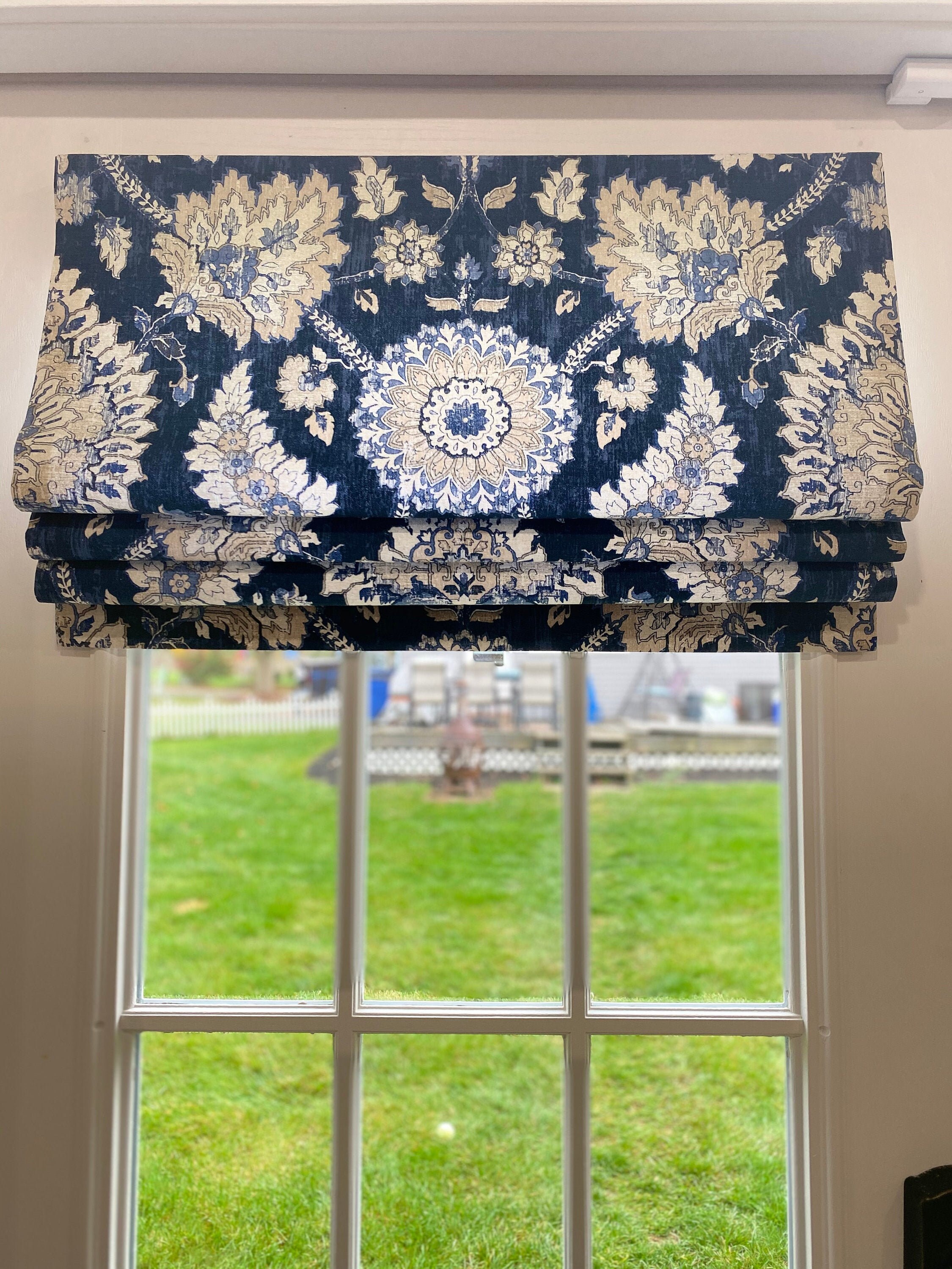 CUSTOM ROMAN SHADE Damask/Floral Print roman blind Etsy