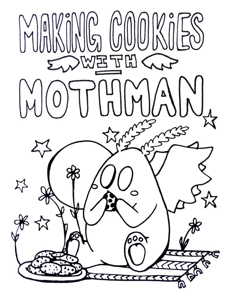 Cookies with Mothman Digital Coloring Book image 1