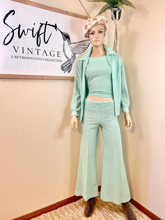 VTG-1970s-MINT LAM'E-3pc set-high waist-bell botto