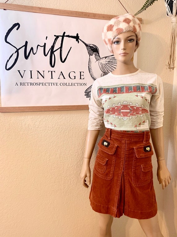 VTG-1970s-DITTOS-Pleated corduroy MINI skirt