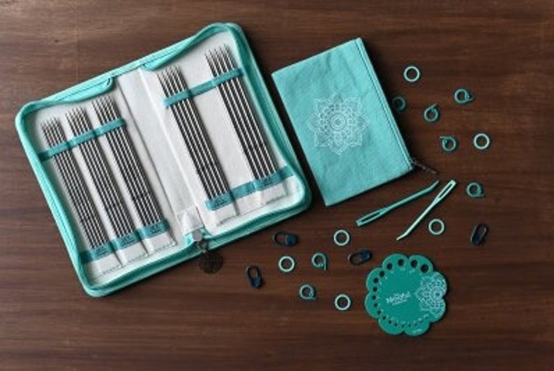 Knitters Pride Mindful Collection,The Compassion Set, the Grateful Set, 6 Double Pointed Needle Sets w/accessories, 6Stainless Steel image 1